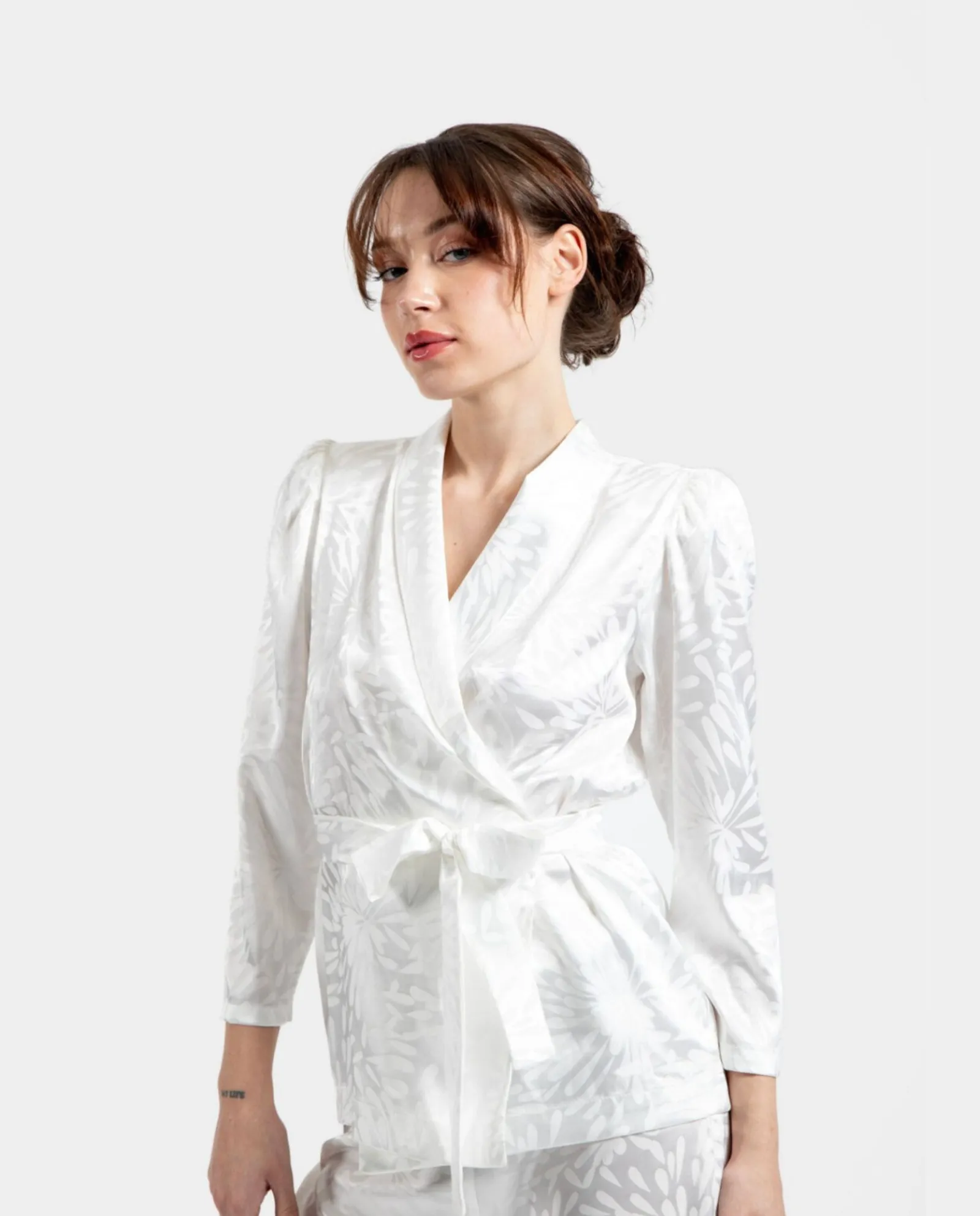 Chaquetas Y Abrigos*Cuplé Americana Cruzada Jacquard Blanco