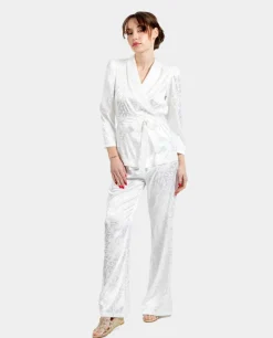 Chaquetas Y Abrigos*Cuplé Americana Cruzada Jacquard Blanco