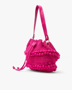 Bolsos Mano*Cuplé Bandolera Bolas Rafia Fucsia