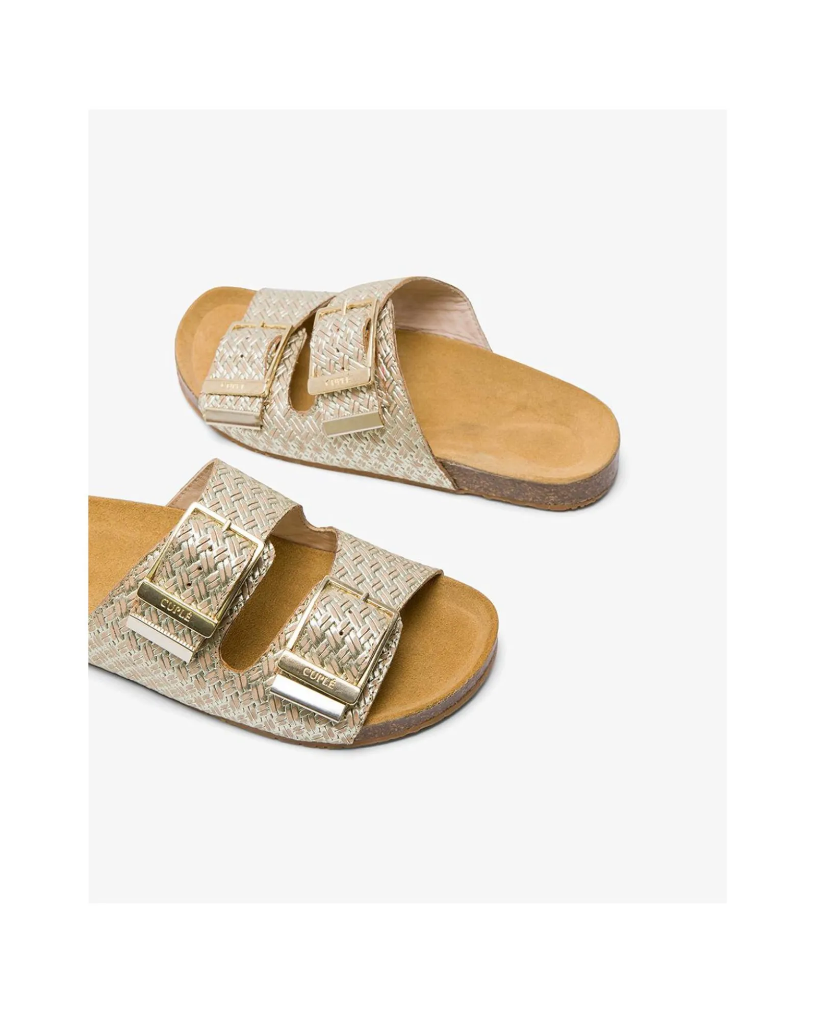 Sandalias*Cuplé Bio Hebillas Trenzado Oro