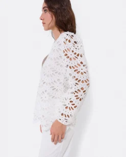 Camisas Y Tops*Cuplé Blusa Escote Pico Guipur Blanco