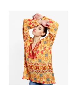 Camisas Y Tops*Cuplé Blusa Kaftan Crep Estampado Cachemiras