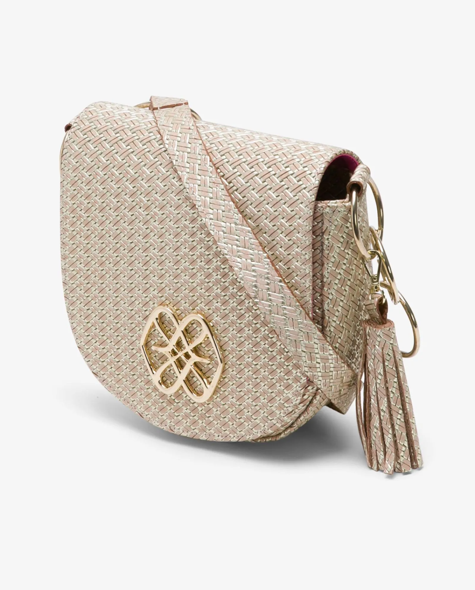 Bandoleras*Cuplé Bolso Bandolera Borlas Piel Trenzada Oro
