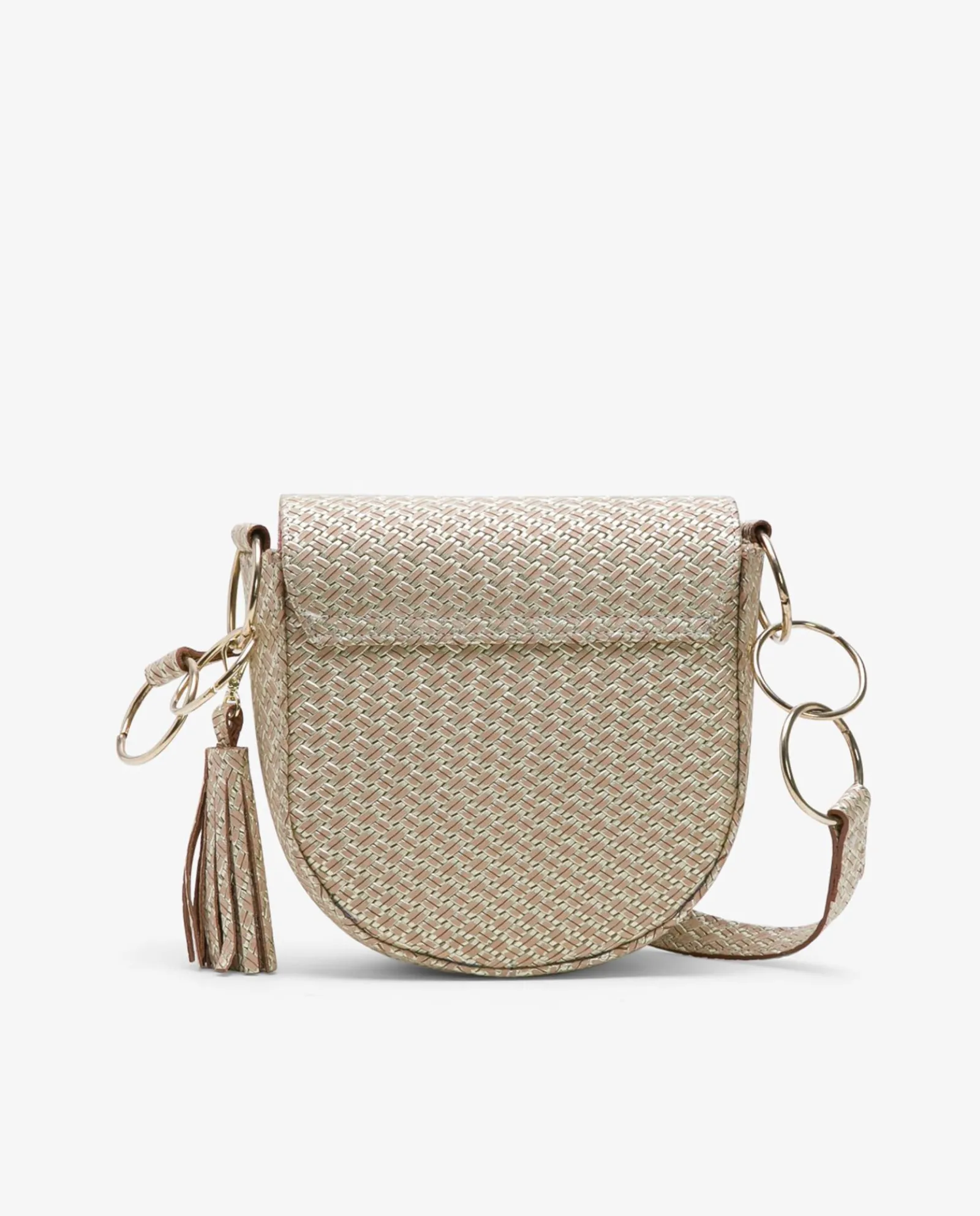 Bandoleras*Cuplé Bolso Bandolera Borlas Piel Trenzada Oro