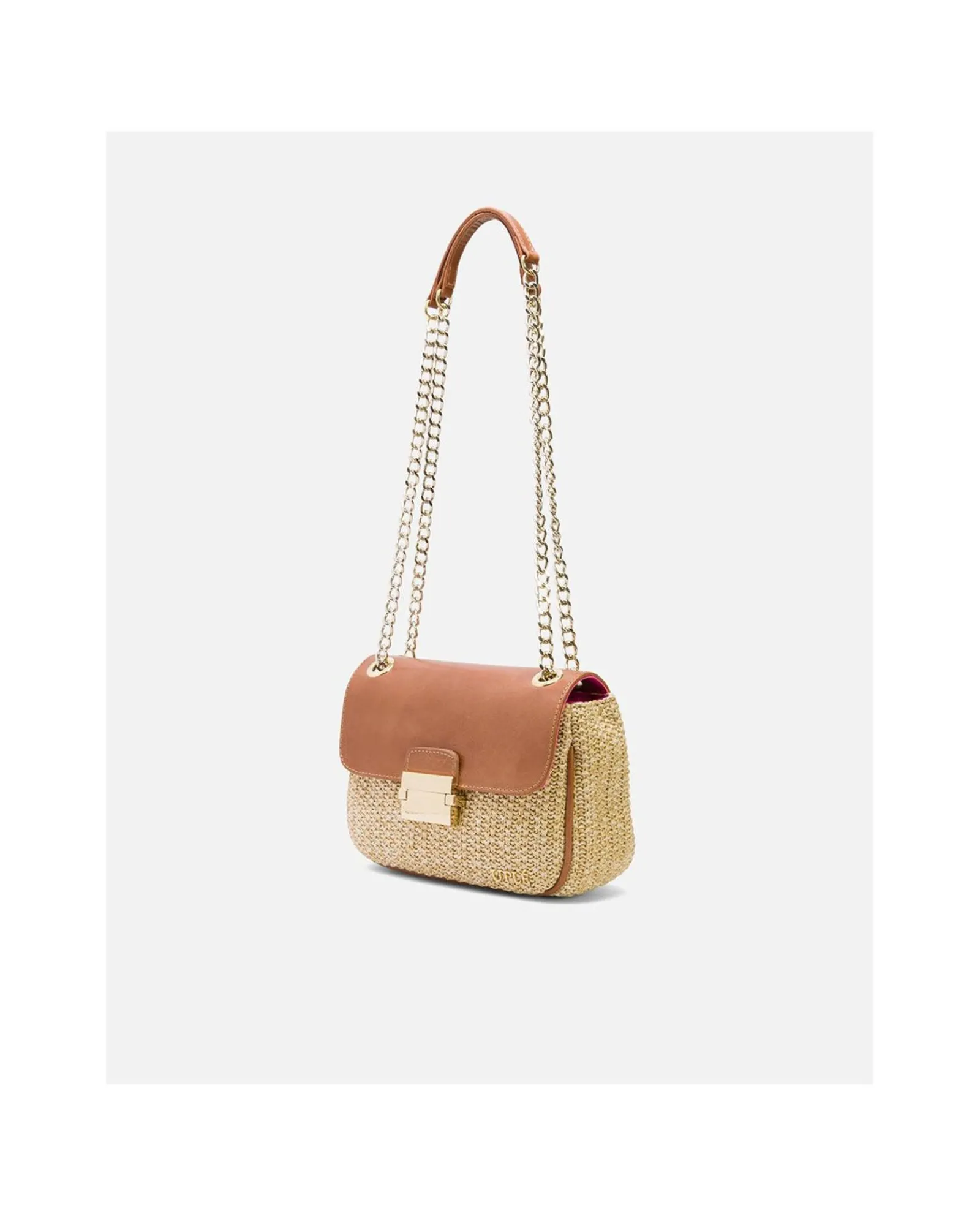 Shoppers Y Bolsos Hombro*Cuplé Bolso Caja Pequeno Rafia Beig