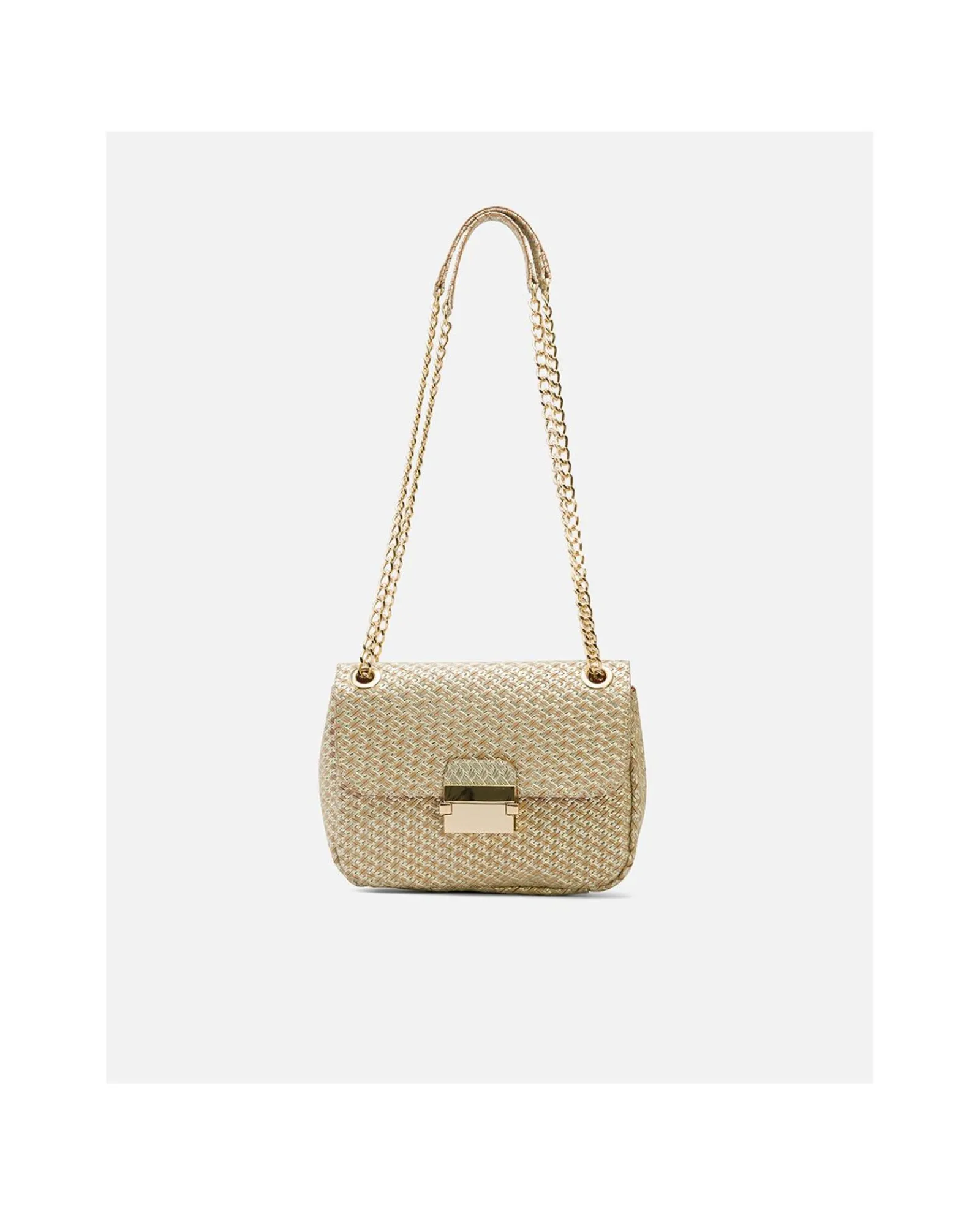 Bandoleras*Cuplé Bolso Caja Pequeno Trenzado Oro