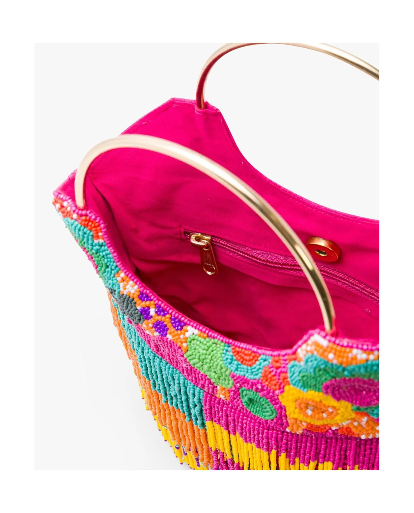 Shoppers Y Bolsos Hombro*Cuplé Bolso Flecos Cuentas Multicolor