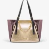 Shoppers Y Bolsos Hombro*Cuplé Bolso Grande Tricolor Napa Metalizado Oro