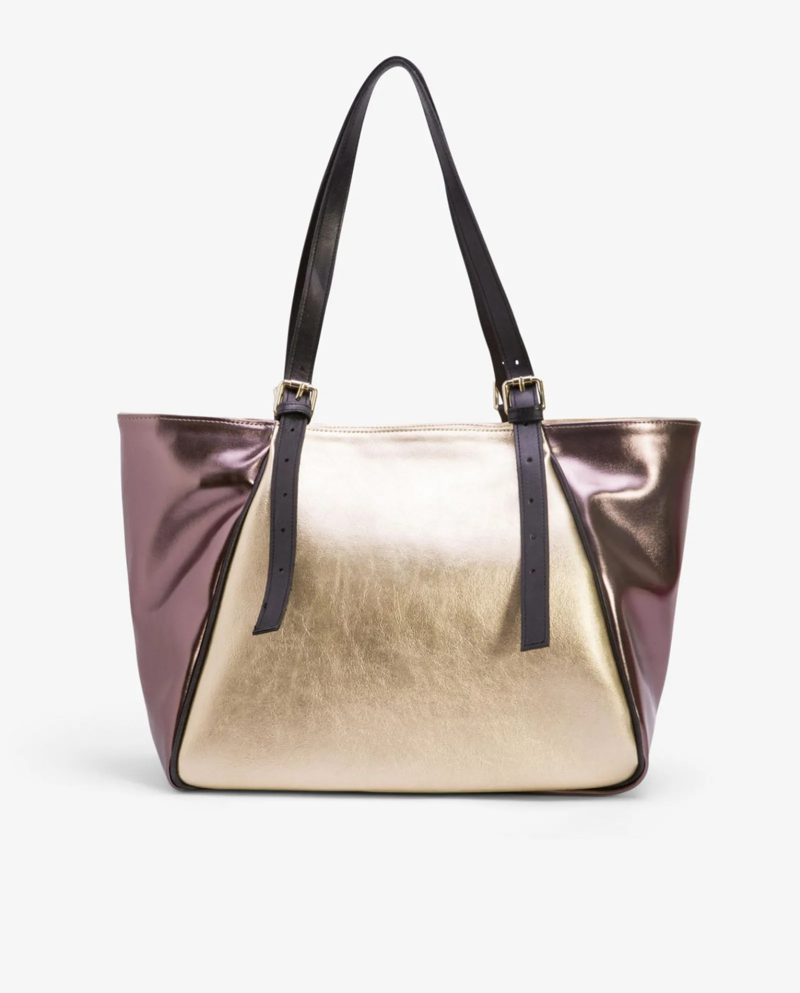 Shoppers Y Bolsos Hombro*Cuplé Bolso Grande Tricolor Napa Metalizado Oro