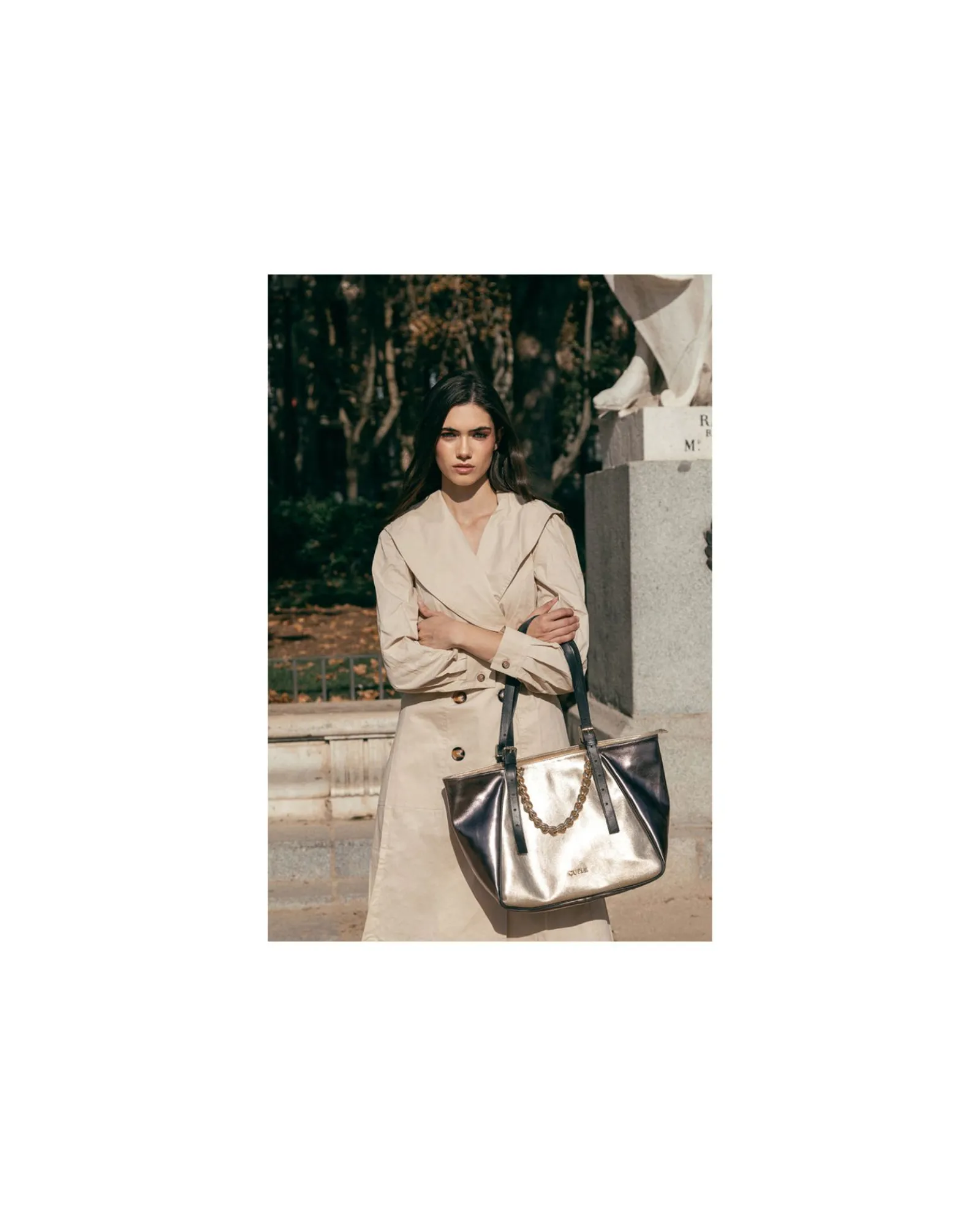 Shoppers Y Bolsos Hombro*Cuplé Bolso Grande Tricolor Napa Metalizado Oro