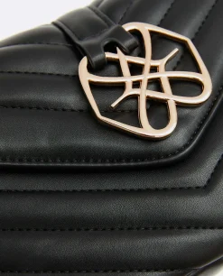 Bandoleras*Cuplé Bolso Satchel Con Cadena Piek Tecnopiel Negro