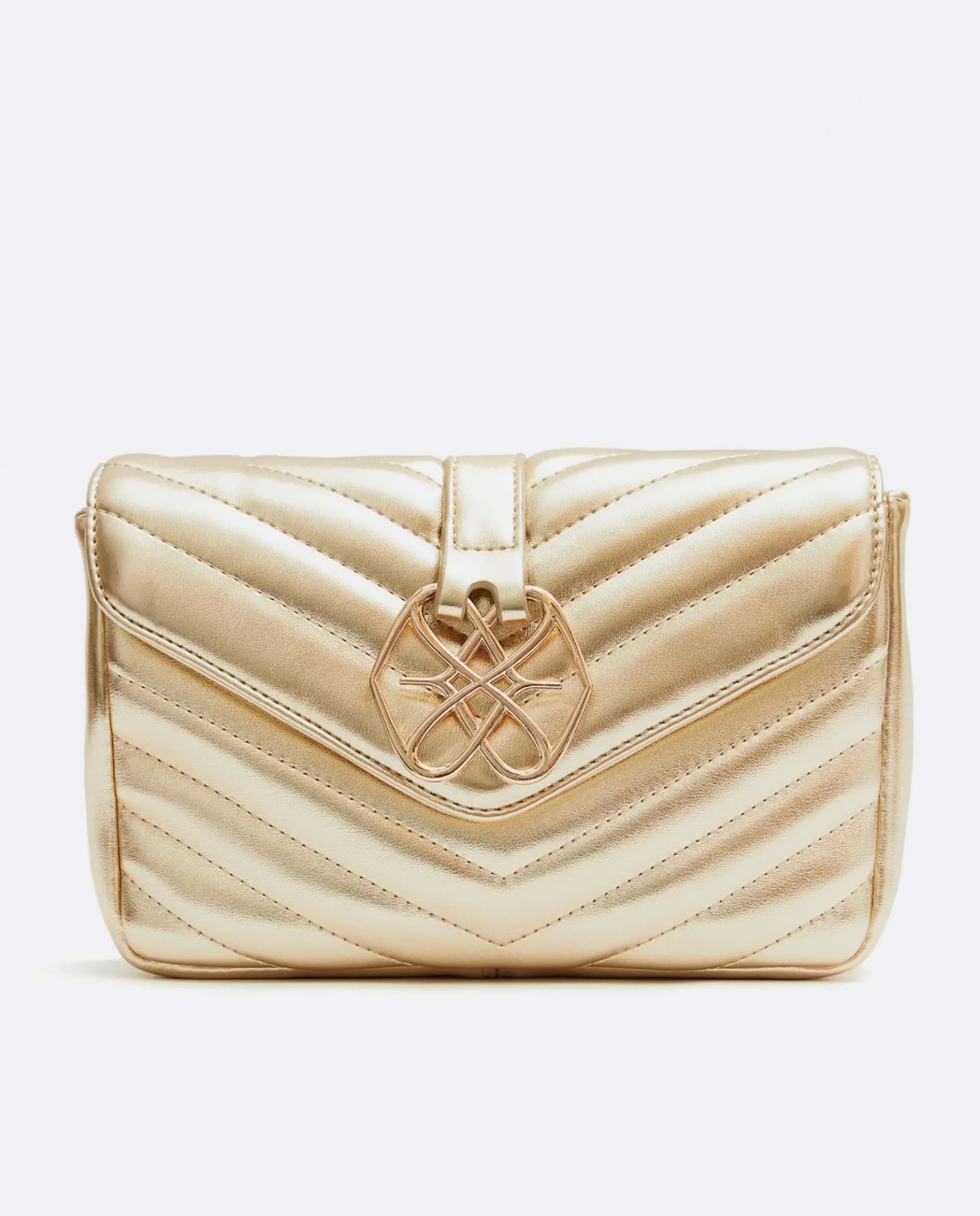 Bandoleras*Cuplé Bolso Satchel Con Cadena Piek Tecnopiel Oro