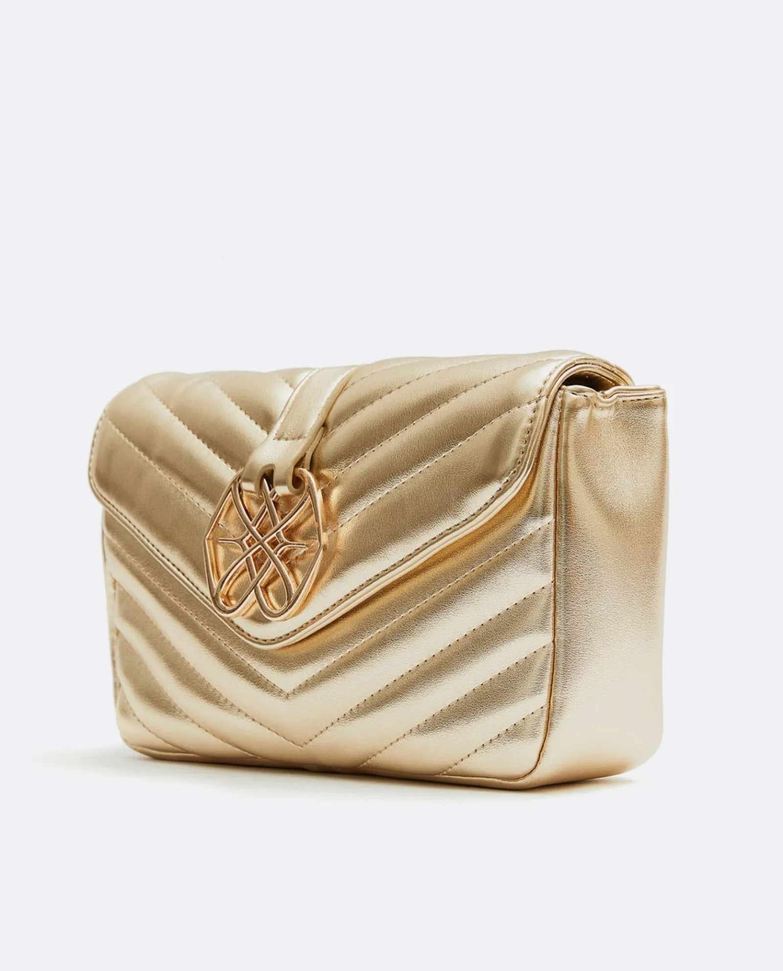 Bandoleras*Cuplé Bolso Satchel Con Cadena Piek Tecnopiel Oro