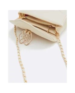 Bandoleras*Cuplé Bolso Satchel Con Cadena Piek Tecnopiel Blanco