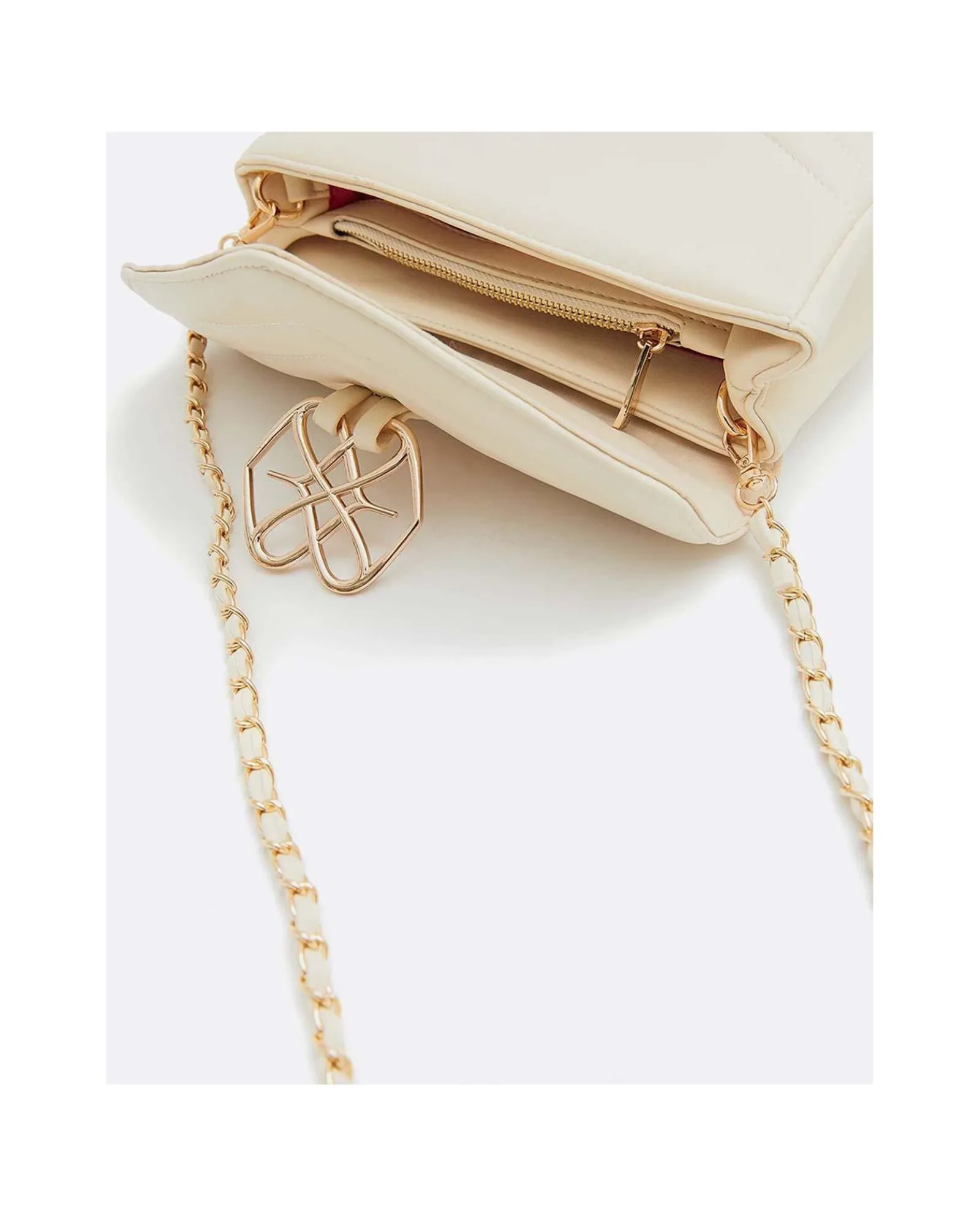 Bandoleras*Cuplé Bolso Satchel Con Cadena Piek Tecnopiel Blanco