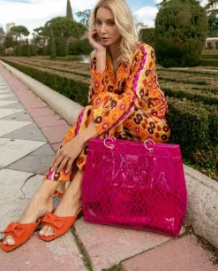 Shoppers Y Bolsos Hombro*Cuplé Bolso Tote Vinilo Fucsia