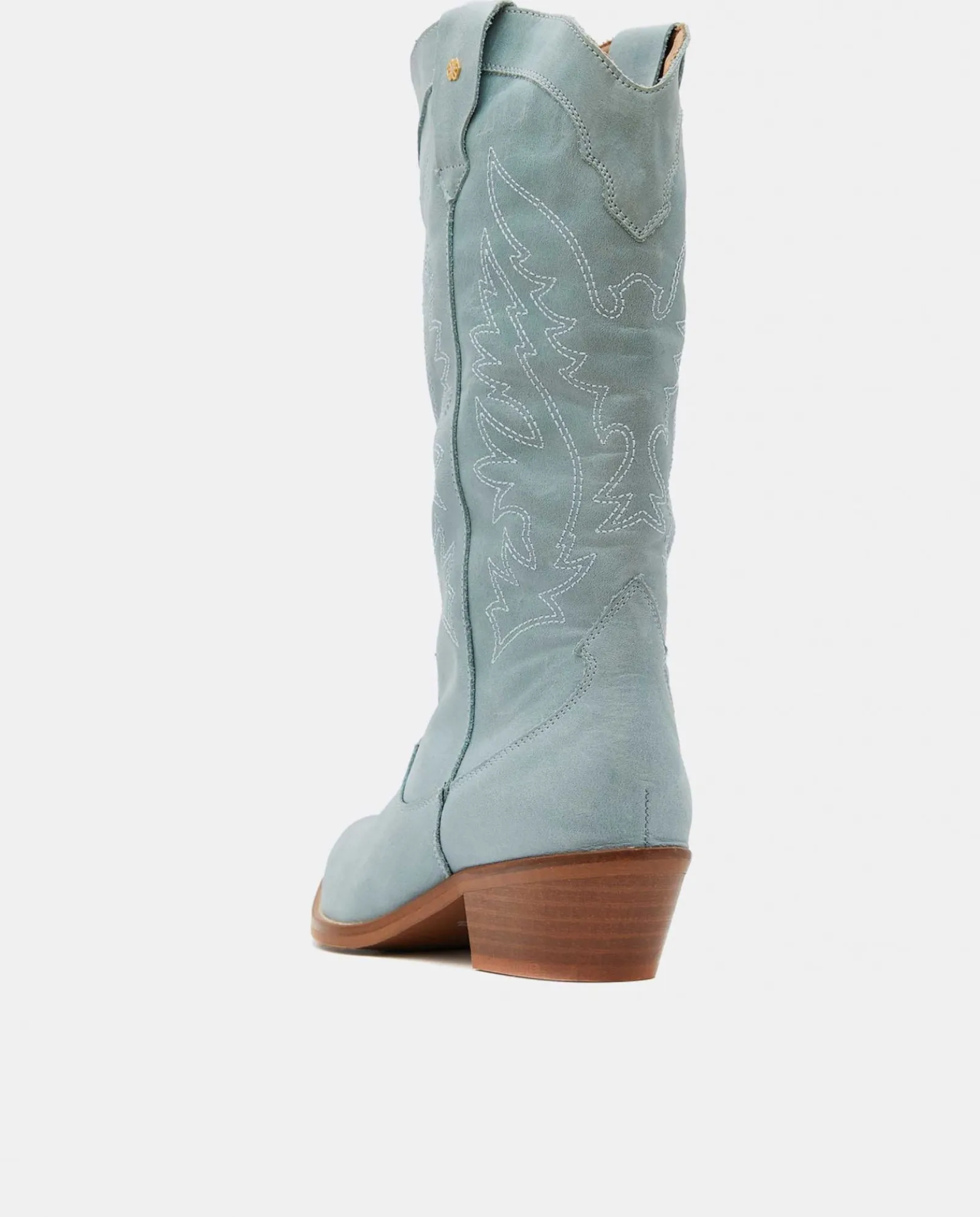 Botas Y Botines*Cuplé Bota Cowboy Tacón Bajo Napa Azul