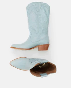 Botas Y Botines*Cuplé Bota Cowboy Tacón Bajo Napa Azul