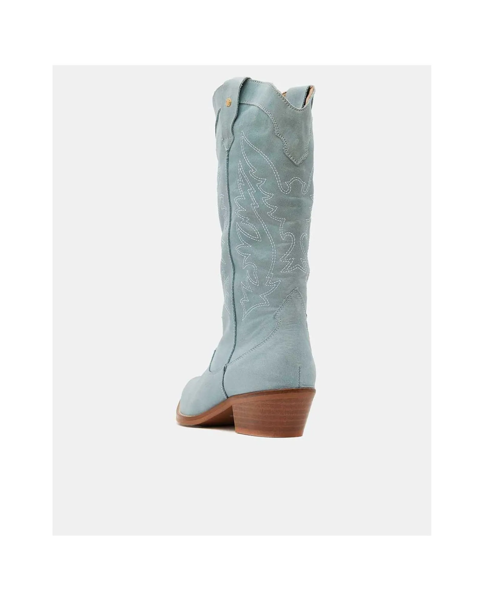 Botas Y Botines*Cuplé Bota Cowboy Tacón Bajo Napa Azul