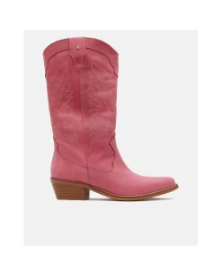 Botas Y Botines*Cuplé Bota Cowboy Tacón Bajo Napa Fucsia