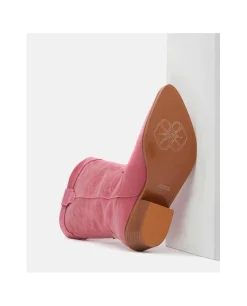 Botas Y Botines*Cuplé Bota Cowboy Tacón Bajo Napa Fucsia