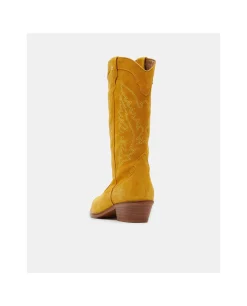 Botas Y Botines*Cuplé Bota Cowboy Tacón Bajo Serraje Mostaza