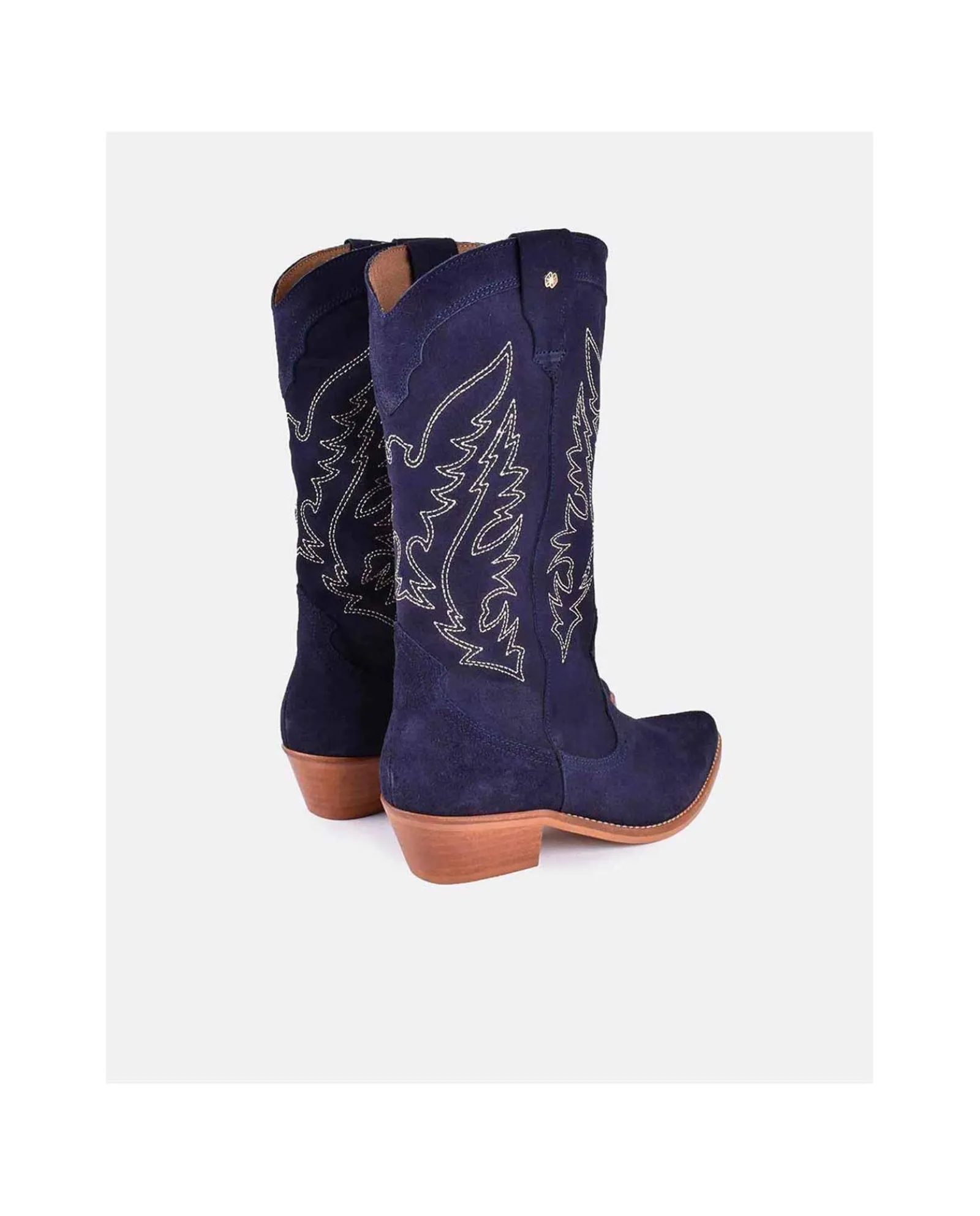 Botas Y Botines*Cuplé Bota Cowboy Tacón Bajo Serraje Marino
