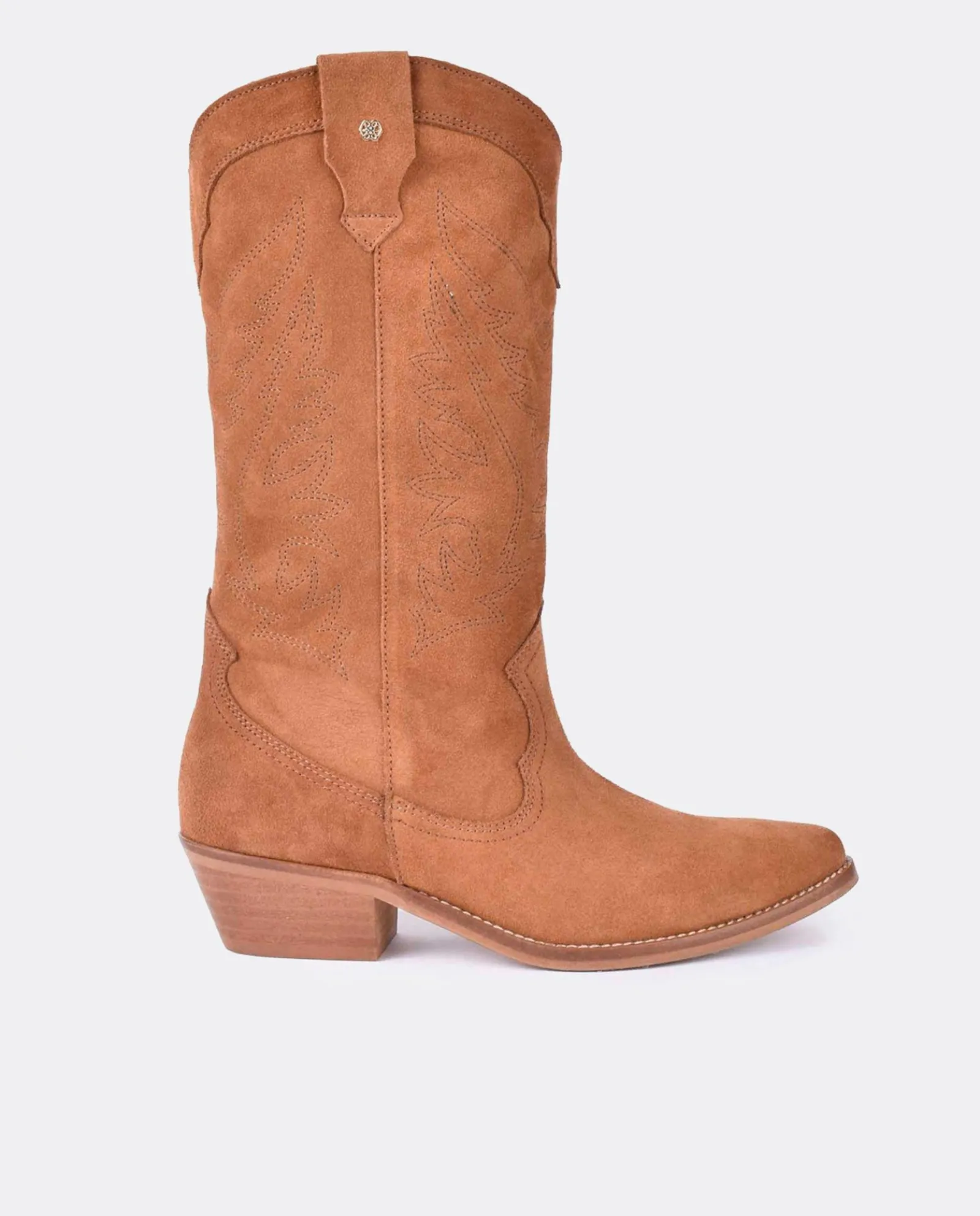 Botas Y Botines*Cuplé Bota Cowboy Tacón Bajo Serraje Cuero