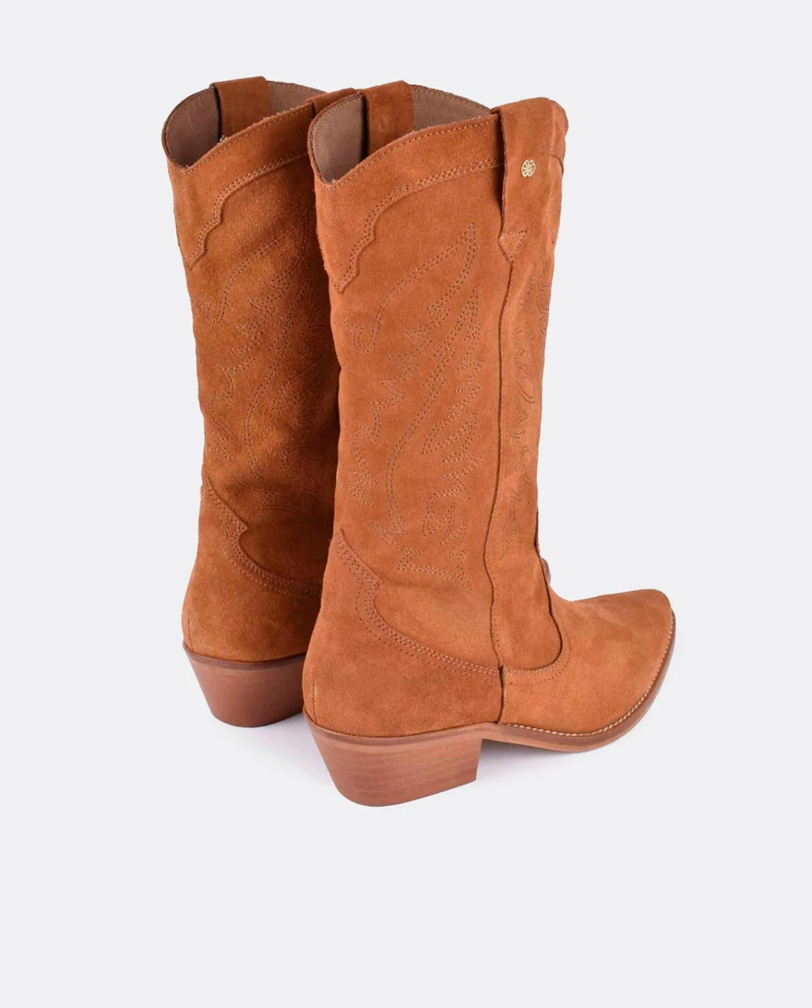 Botas Y Botines*Cuplé Bota Cowboy Tacón Bajo Serraje Cuero