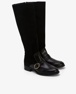 Botas Y Botines*Cuplé Bota Montar Serraje Negro