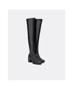 Botas Y Botines*Cuplé Bota Mosquetera Strech Napa Licra Negro