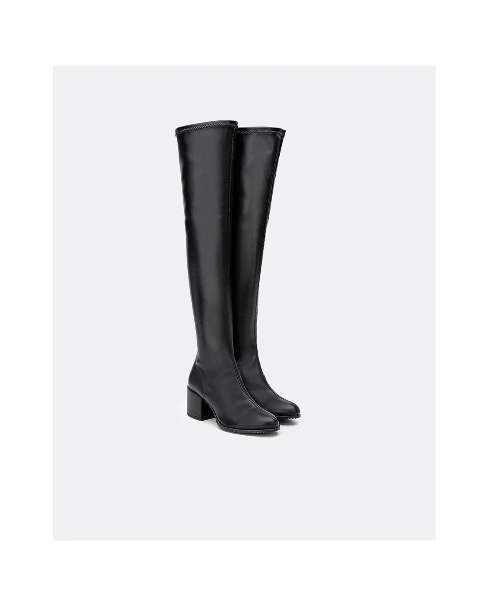 Botas Y Botines*Cuplé Bota Mosquetera Strech Napa Licra Negro