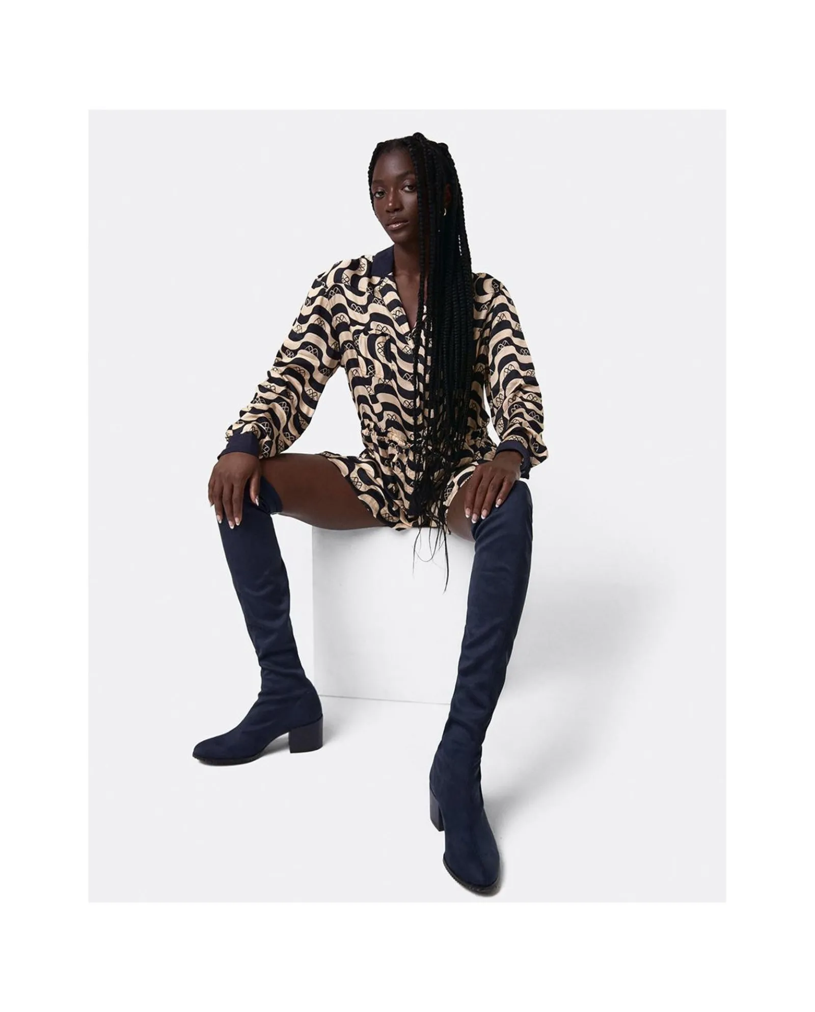 Botas Y Botines*Cuplé Bota Mosquetera Strech Ultrasuede Strech Marino