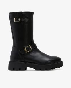Botas Y Botines*Cuplé Bota Motera Napa Negro