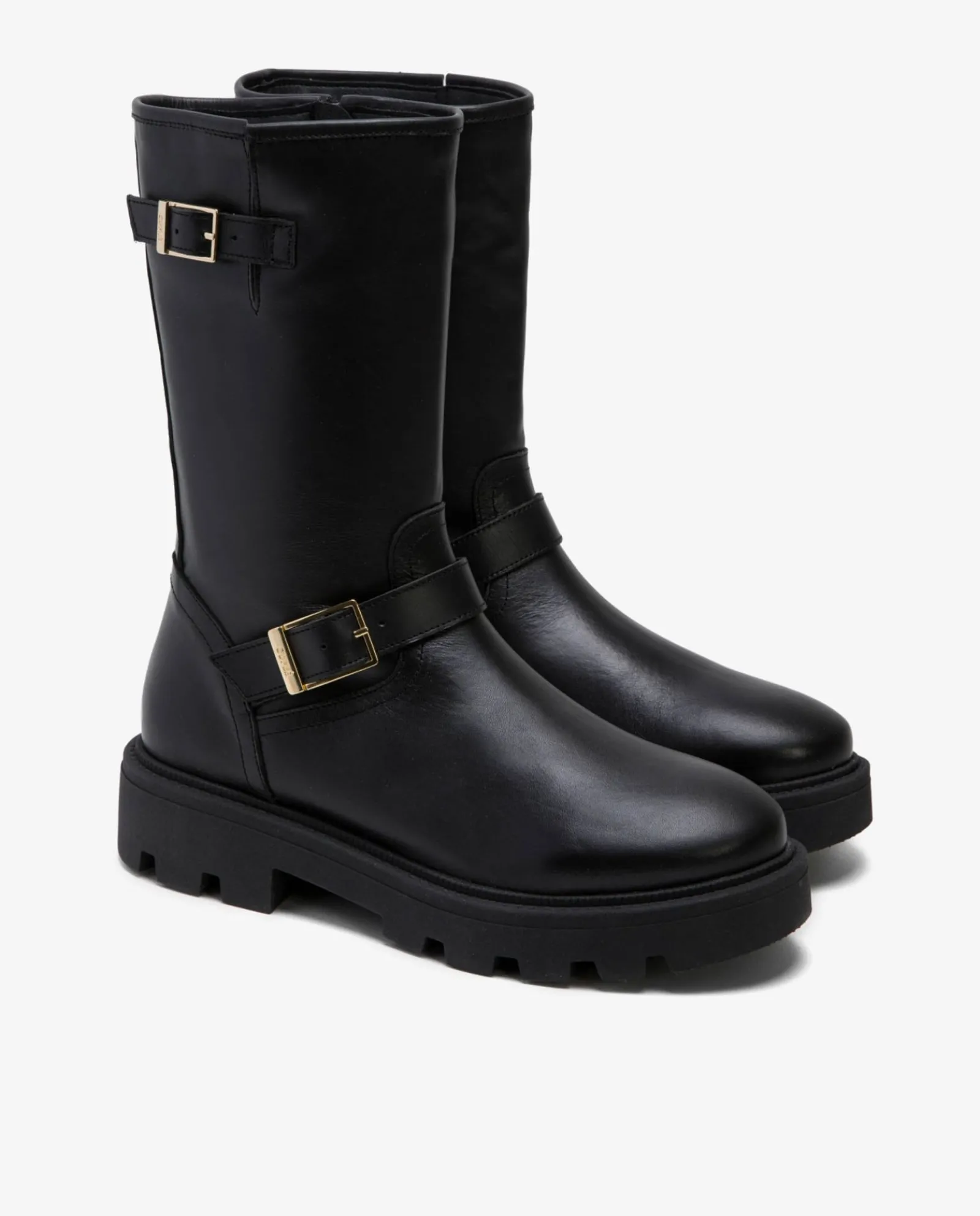 Botas Y Botines*Cuplé Bota Motera Napa Negro