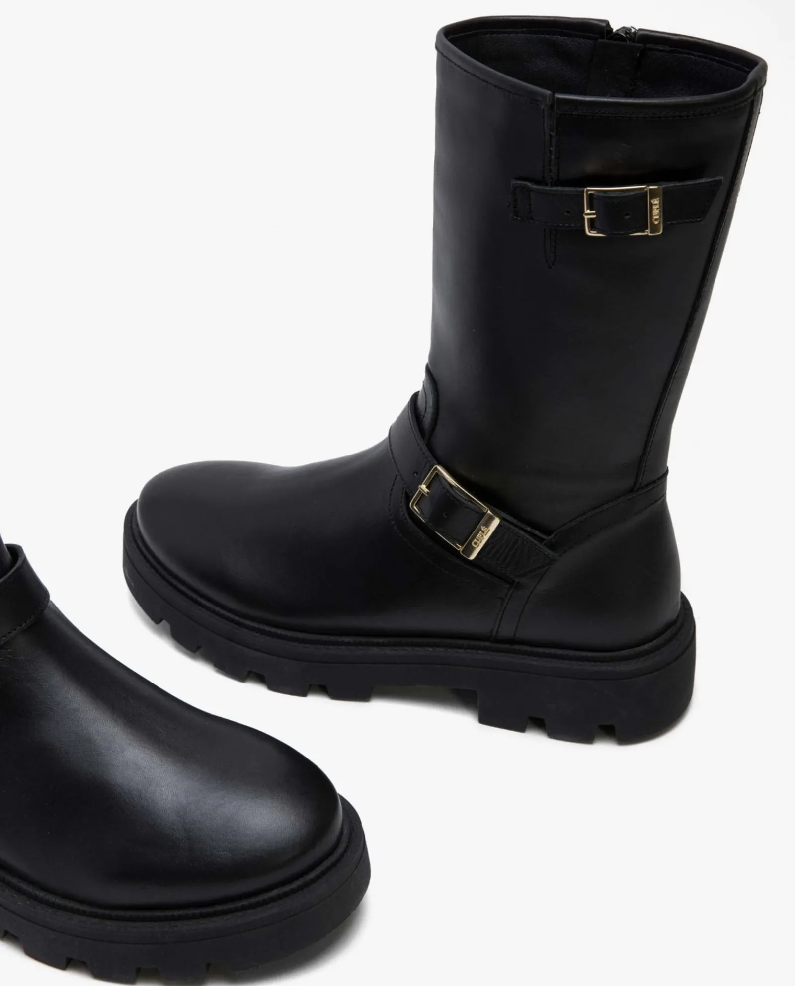 Botas Y Botines*Cuplé Bota Motera Napa Negro