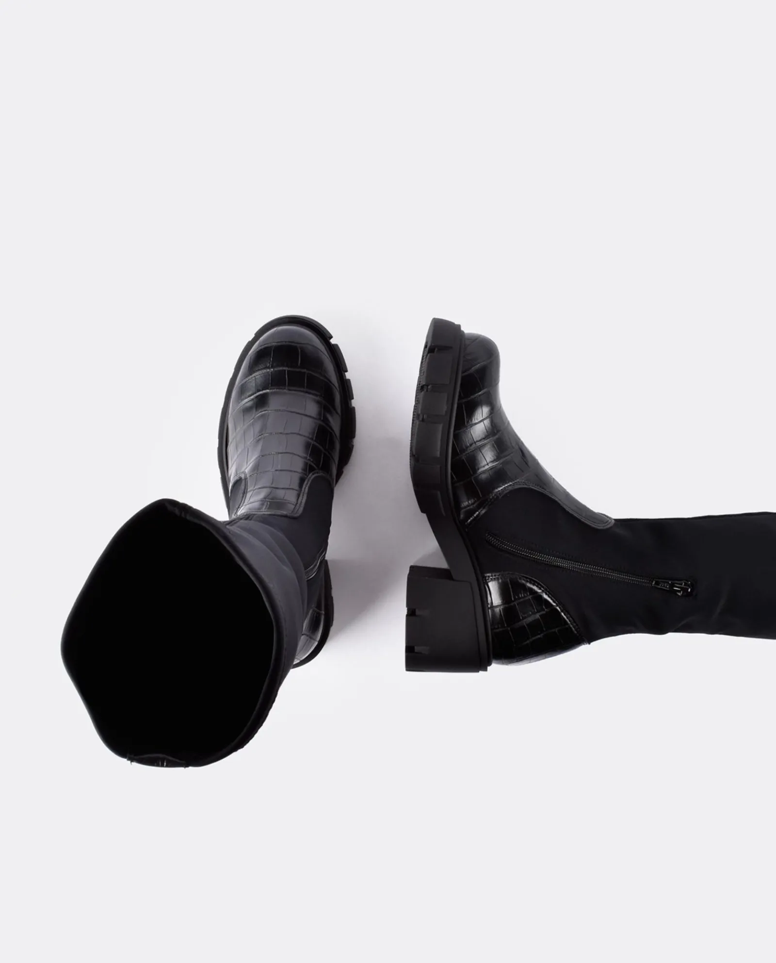 Botas Y Botines*Cuplé Bota Pala Y Talon Licra/Coco Negro