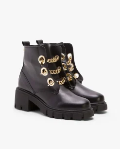 Botas Y Botines*Cuplé Botin Cadenas Napa Negro
