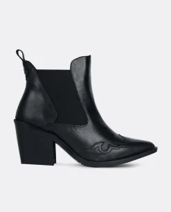 Botas Y Botines*Cuplé Botin Cow Boy Napa Negro