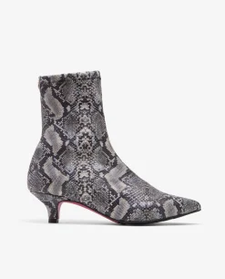 Botas Y Botines*Cuplé Botin Licra Tacón Bajo Serpiente Gris
