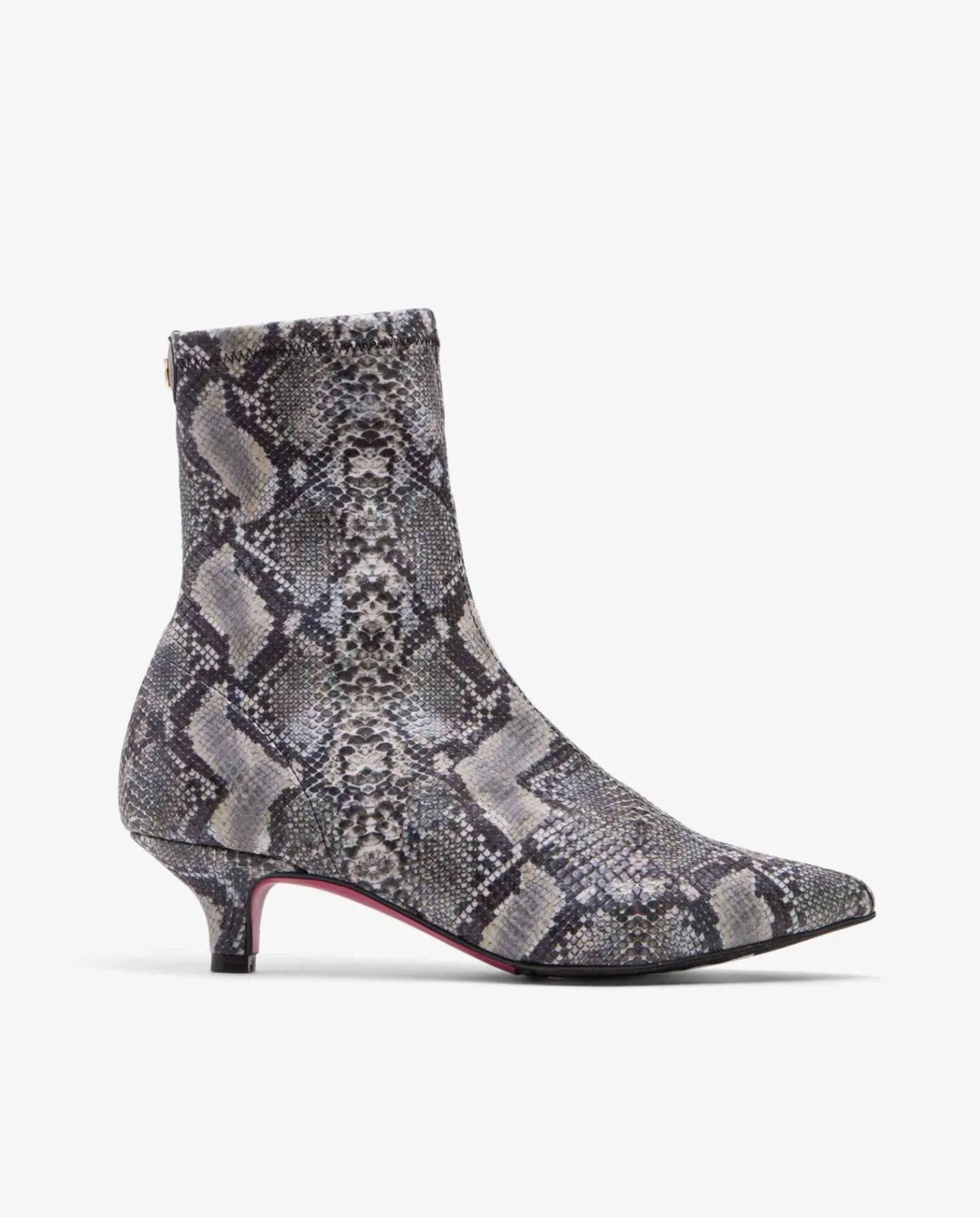 Botas Y Botines*Cuplé Botin Licra Tacón Bajo Serpiente Gris