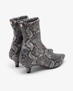 Botas Y Botines*Cuplé Botin Licra Tacón Bajo Serpiente Gris