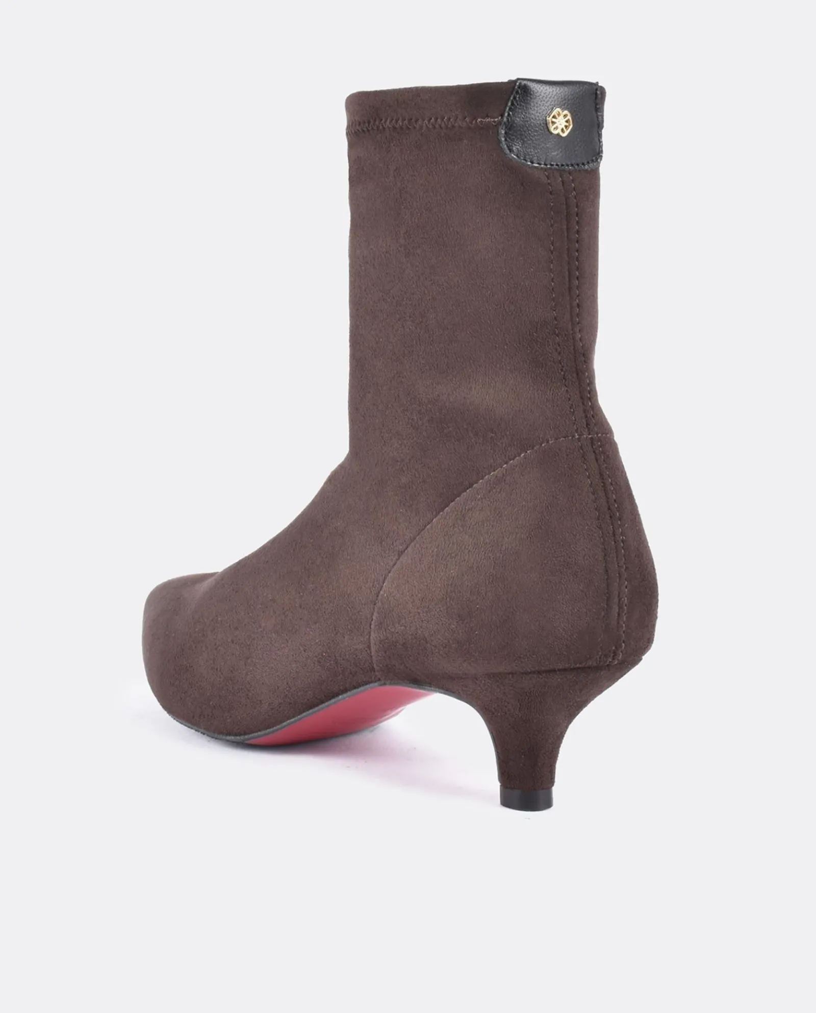 Botas Y Botines*Cuplé Botin Licra Tacón Bajo Ultrasuede Strech Marron