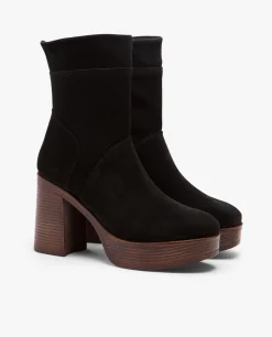 Botas Y Botines*Cuplé Botin Plataforma Serraje Negro