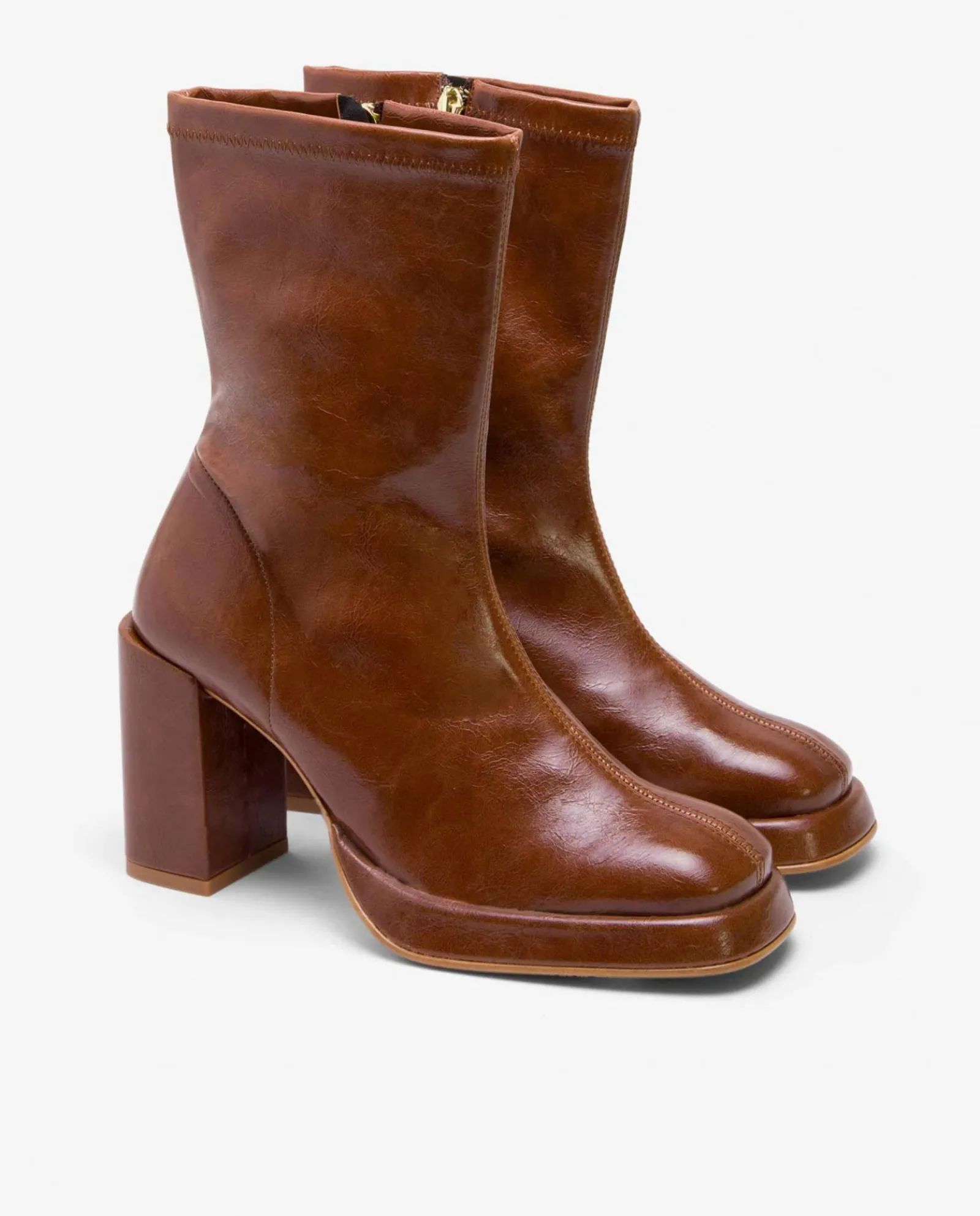 Botas Y Botines*Cuplé Botin Plataforma Tecnopiel Marron