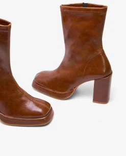Botas Y Botines*Cuplé Botin Plataforma Tecnopiel Marron