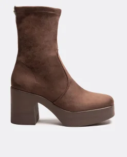 Botas Y Botines*Cuplé Botin Plataforma Ultrasuede Strech Marron