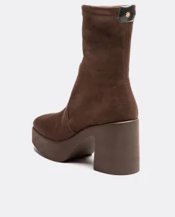 Botas Y Botines*Cuplé Botin Plataforma Ultrasuede Strech Marron