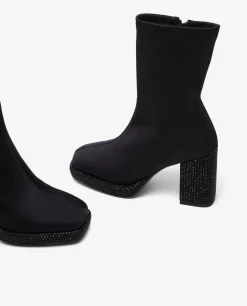 Botas Y Botines*Cuplé Botin Plfma Strass Licra Strech Negro