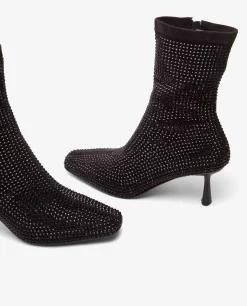 Botas Y Botines*Cuplé Botin Strass T/F Licra Strech Negro